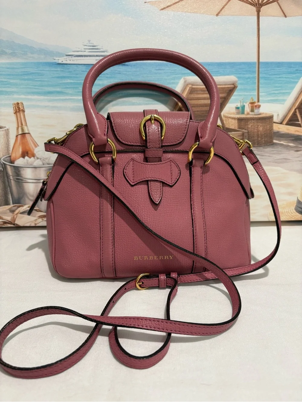 Authentic Burberry Banner Small Pink Leather Satchel Crossbody w/ certificate - Picture 2 of 15
